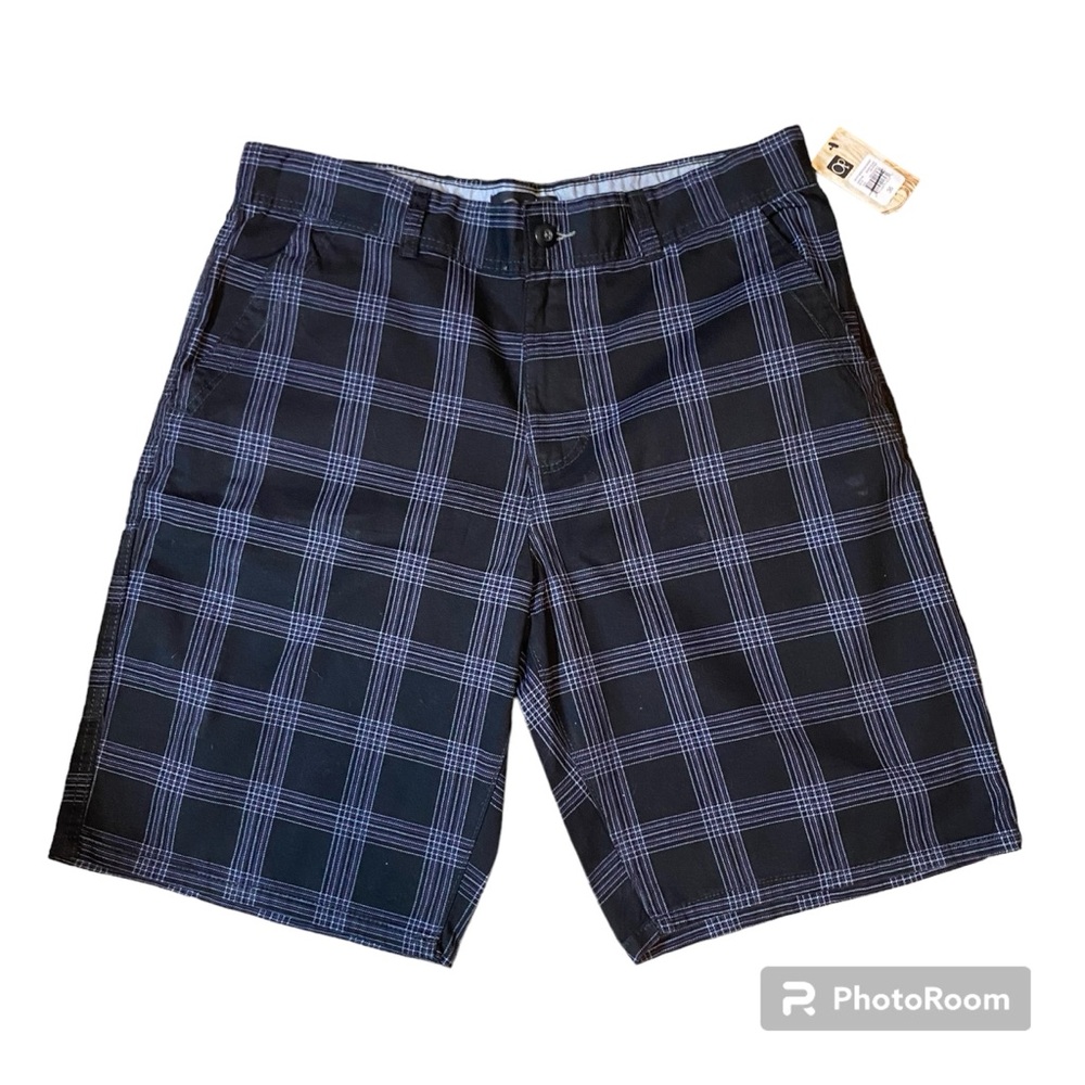 NWT Ocean Pacific OP  Off Grid Plaid in Black Plaid 100% Cotton Men's Size 36